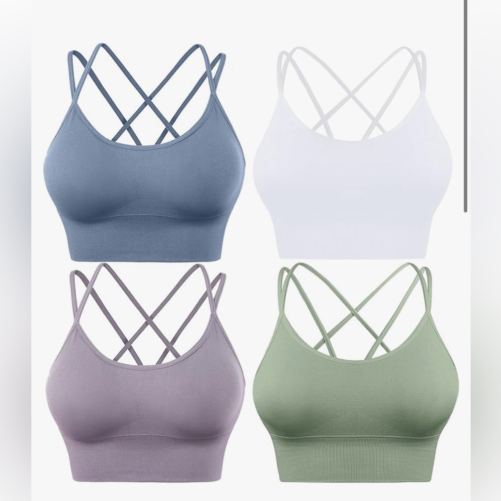 EVERCUTE Cross Back Sport Bras Padded Strappy Criss Cross Cropped Bras